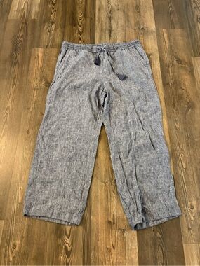 Talbots Casual Drawstring Linen Blend Pants - Heather Blue 16